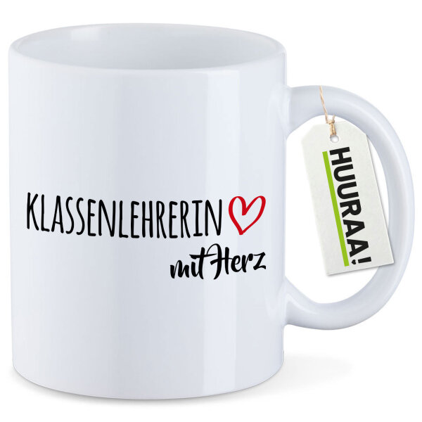 Kaffeetasse Klassenlehrerin mit Herz 330ml