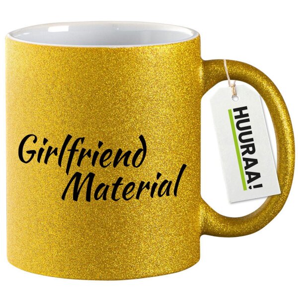 Glitzertasse Girlfriend Material Schriftzug 330ml
