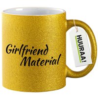 Glitzertasse Girlfriend Material Schriftzug 330ml