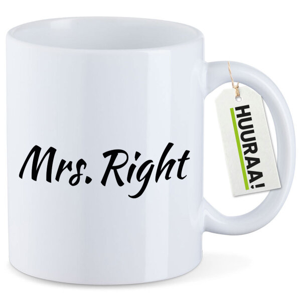 Kaffeetasse Mrs. Right Schriftzug 330ml