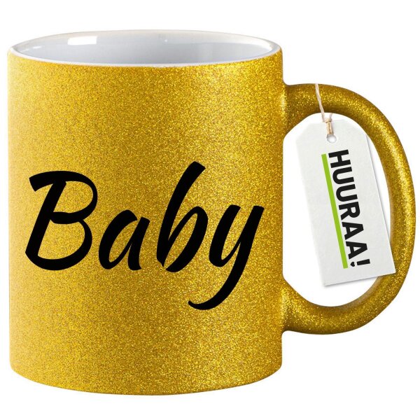 Glitzertasse Baby Schriftzug 330ml