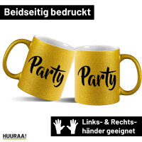 Glitzertasse Party Schriftzug 330ml