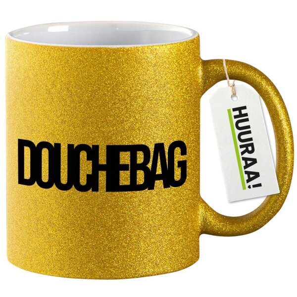 Glitzertasse Douchebag Schriftzug 330ml