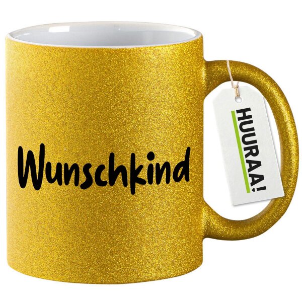 Glitzertasse Wunschkind Schriftzug 330ml