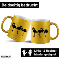 Glitzertasse Flamingos Silhouette 330ml