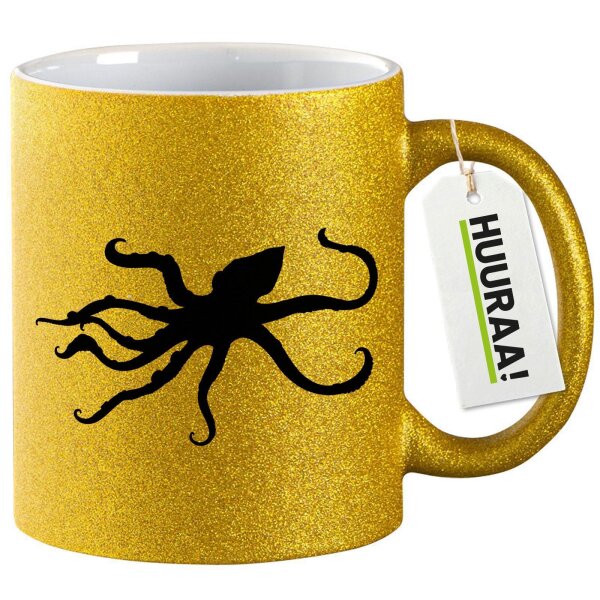 Glitzertasse Oktopus Silhouette 330ml