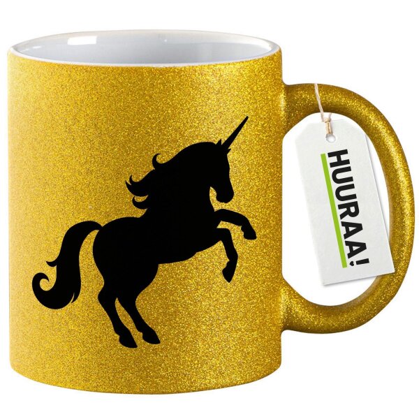 Glitzertasse Einhorn Silhouette 330ml