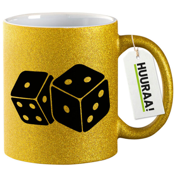 Glitzertasse Würfel Dice 330ml