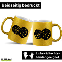 Glitzertasse Würfel Dice 330ml