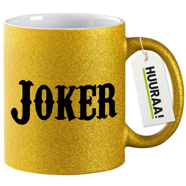 Glitzertasse Joker Schriftzug 330ml