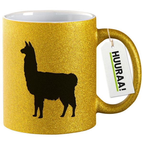 Glitzertasse Lama Silhouette 330ml