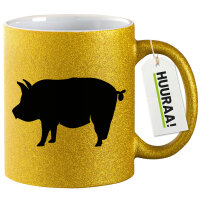 Glitzertasse Schwein Silhouette 330ml