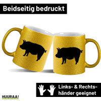 Glitzertasse Schwein Silhouette 330ml