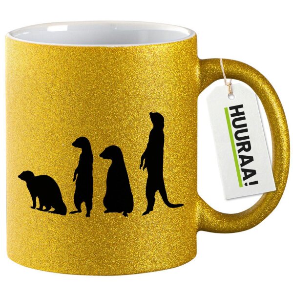 Glitzertasse Erdmännchen Silhouette 330ml