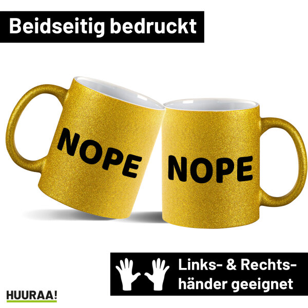 Glitzertasse Nope Schriftzug 330ml