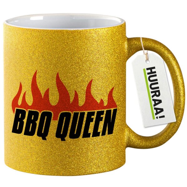 Glitzertasse BBQ Queen Flammen 330ml