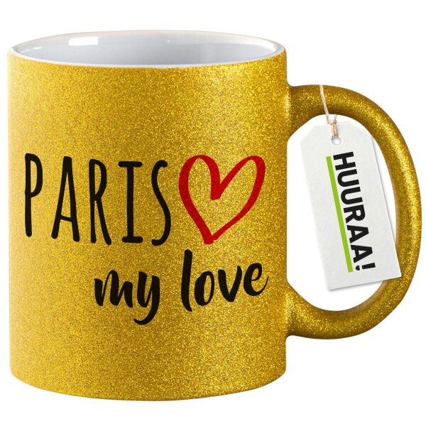 Glitzertasse Paris my love 330ml