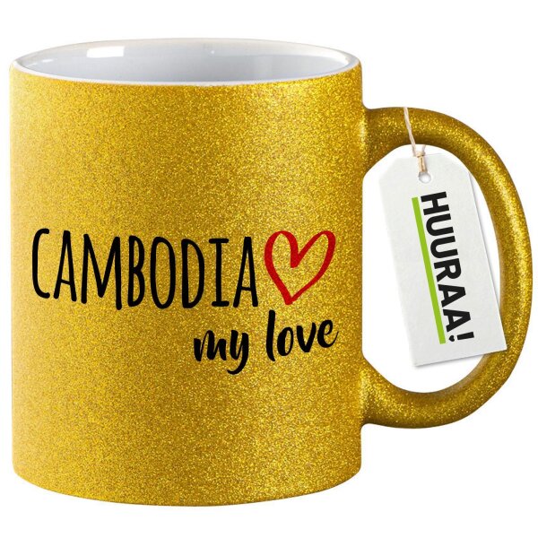 Glitzertasse Cambodia my love 330ml