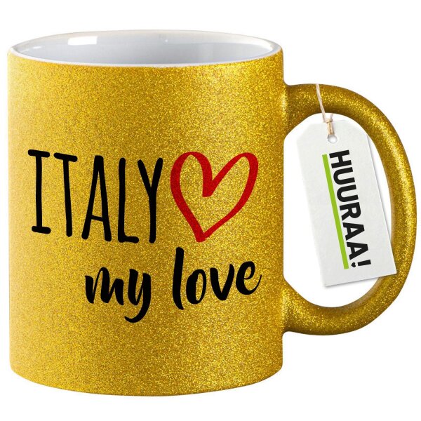 Glitzertasse Italy my love 330ml