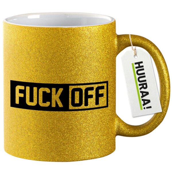 Glitzertasse Fuck Off Schriftzug 330ml