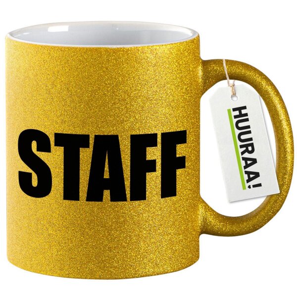 Glitzertasse Staff Schriftzug 330ml