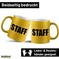 Glitzertasse Staff Schriftzug 330ml