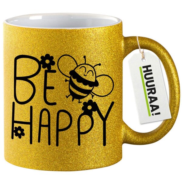 Glitzertasse Be Happy Biene 330ml