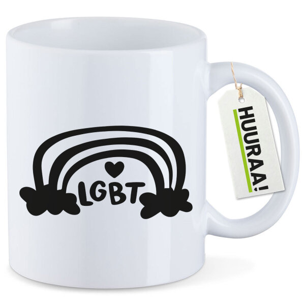 Kaffeetasse LGBT Regenbogen Herz 330ml