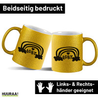 Glitzertasse LGBT Regenbogen Herz 330ml