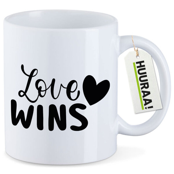 Kaffeetasse Love wins Herz 330ml