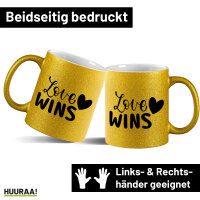 Glitzertasse Love wins Herz 330ml