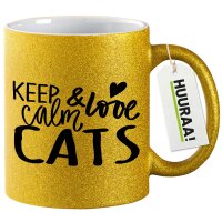 Glitzertasse Keep calm and love Cats 330ml