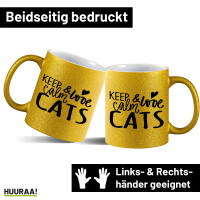 Glitzertasse Keep calm and love Cats 330ml