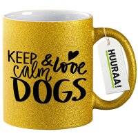 Glitzertasse Keep calm and love Dogs 330ml