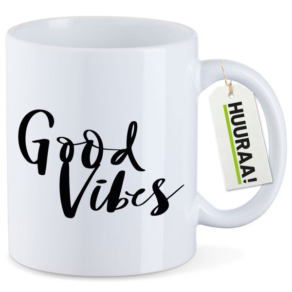 Kaffeetasse Good Vibes Schriftzug 330ml
