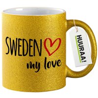 Glitzertasse Sweden my love 330ml