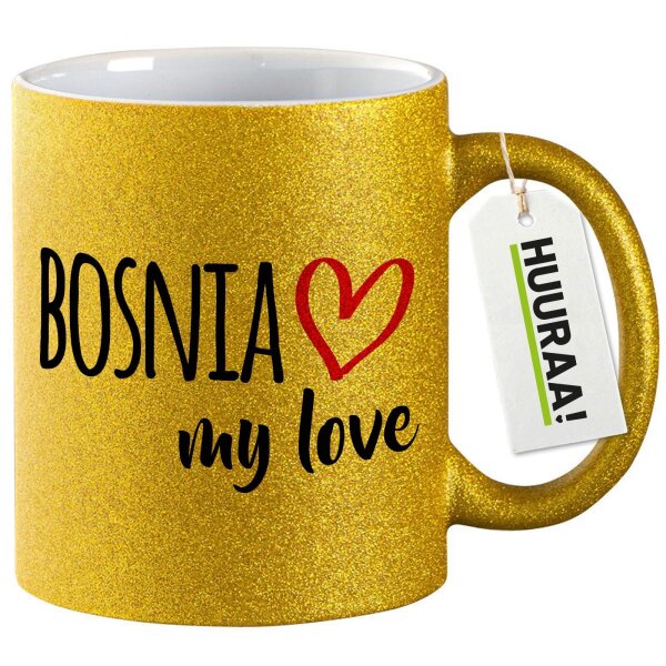 Glitzertasse Bosnia my love 330ml