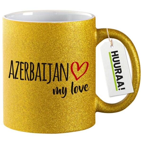 Glitzertasse Azerbaijan my love 330ml