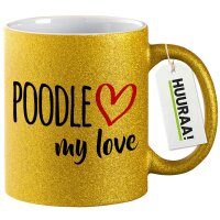 Glitzertasse Poodle my love 330ml