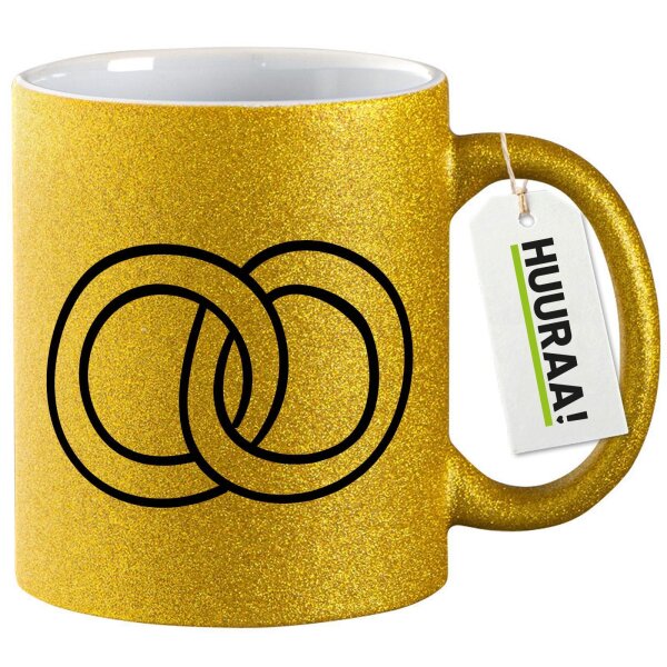 Glitzertasse Ringe Hochzeitsringe 330ml