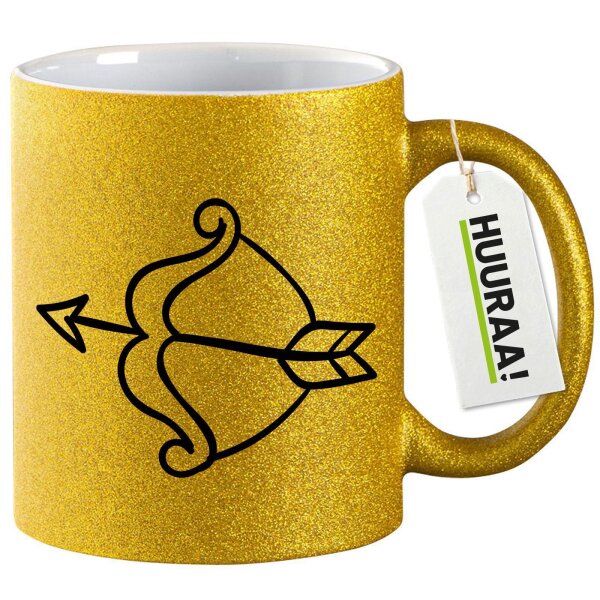 Glitzertasse Amors Pfeil Bogen 330ml