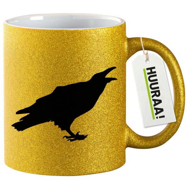 Glitzertasse Rabe Silhouette 330ml