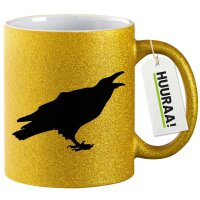 Glitzertasse Rabe Silhouette 330ml