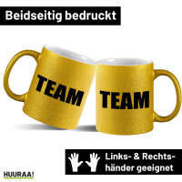 Glitzertasse Team Schriftzug 330ml