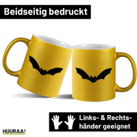 Glitzertasse Fledermaus  Silhouette 330ml