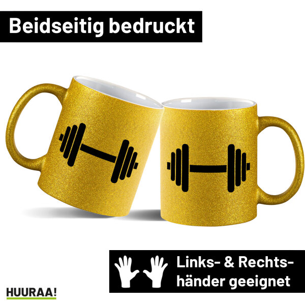 Glitzertasse Hantel Silhouette 330ml