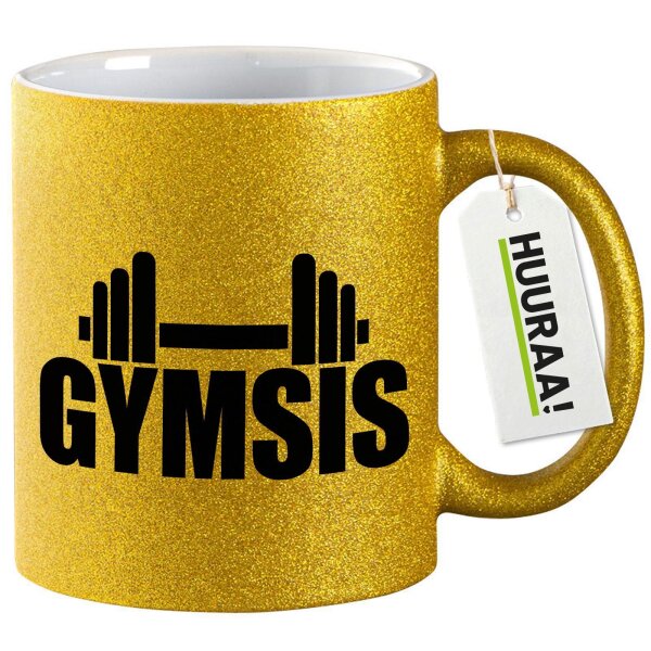 Glitzertasse Gymsis Hantel 330ml