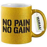 Glitzertasse No pain gain Hantel 330ml