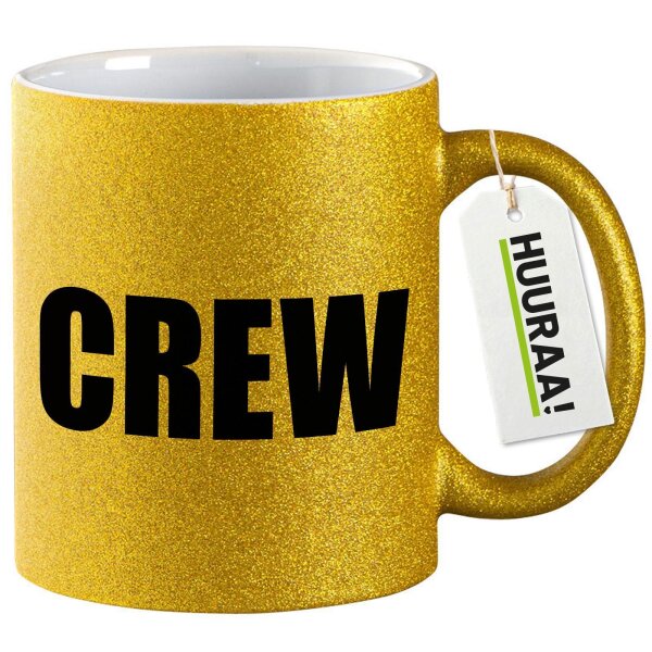 Glitzertasse Crew Schriftzug 330ml