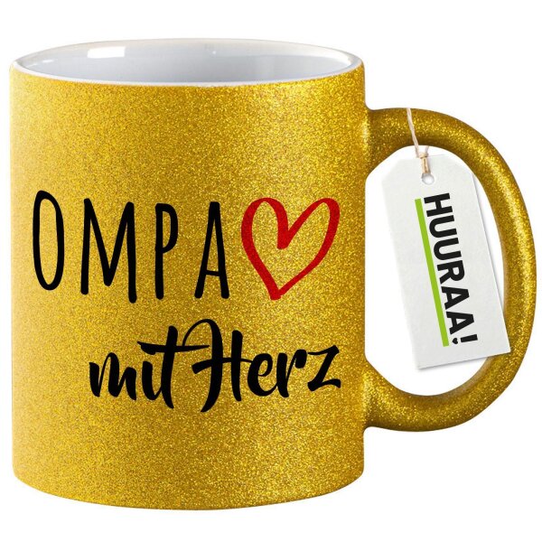 Glitzertasse OMPA mit Herz 330ml
